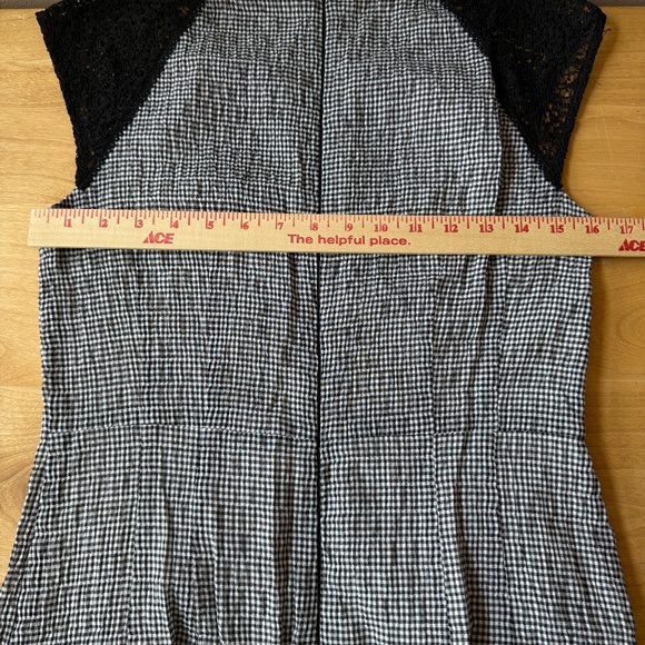 NANETTE LEPORE DRESS GINGHAM CHECK LACE SHEATH COCKTAIL PARTY FEMININE CHIC 6 - Picture 8 of 12